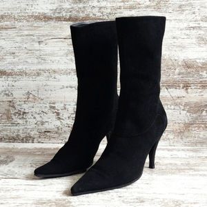 Sergio Rossi black fine suede boots